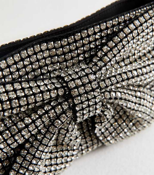 Embellished Bow Evening Bag in Silver